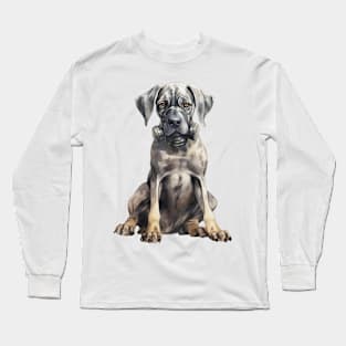 Great Dane Dog Wearing Gas Mask Long Sleeve T-Shirt